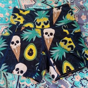 Colorful Skull and Avocado Print Shorts CVG